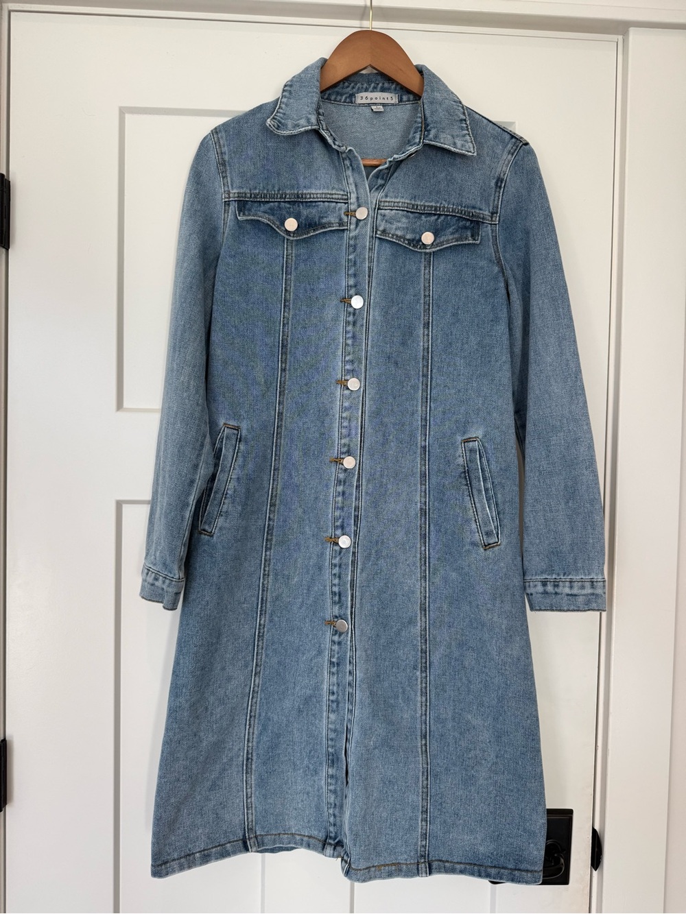 36 Point 5 Button Up Jean Maxi Dress Light Wash Women's L